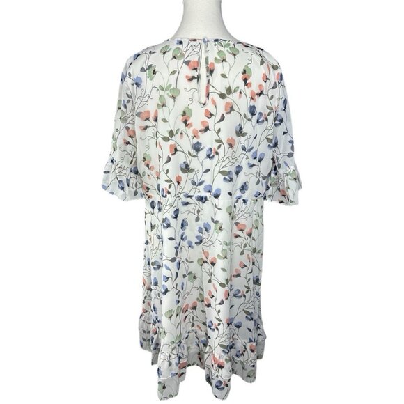 Junarose Women's‎ White Floral Ruffle Fit & Flare Rent The Runway Dress 14/C46 - Picture 4 of 14